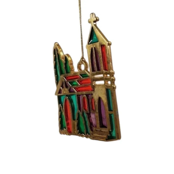 Russ Berrie & CO Holiday Highlights 1980s Vintage Ornament CHRISTMAS CHURCH HM24 - Picture 6 of 16